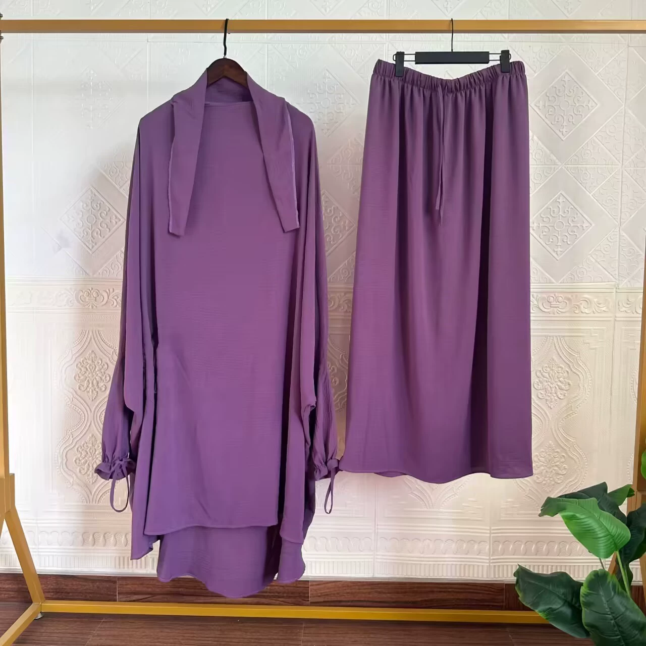 Set, long-sleeve, dress, European style, 2 piece set