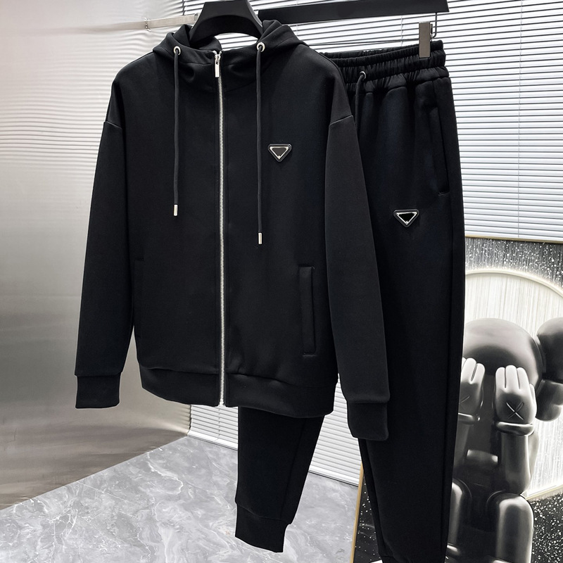 European Goods 25Ss Autumn and Winter New High Luxury Classic Hooded Cardigan Sweatshirt Suit Men's Versatile Casual Sports Two-Piece Set