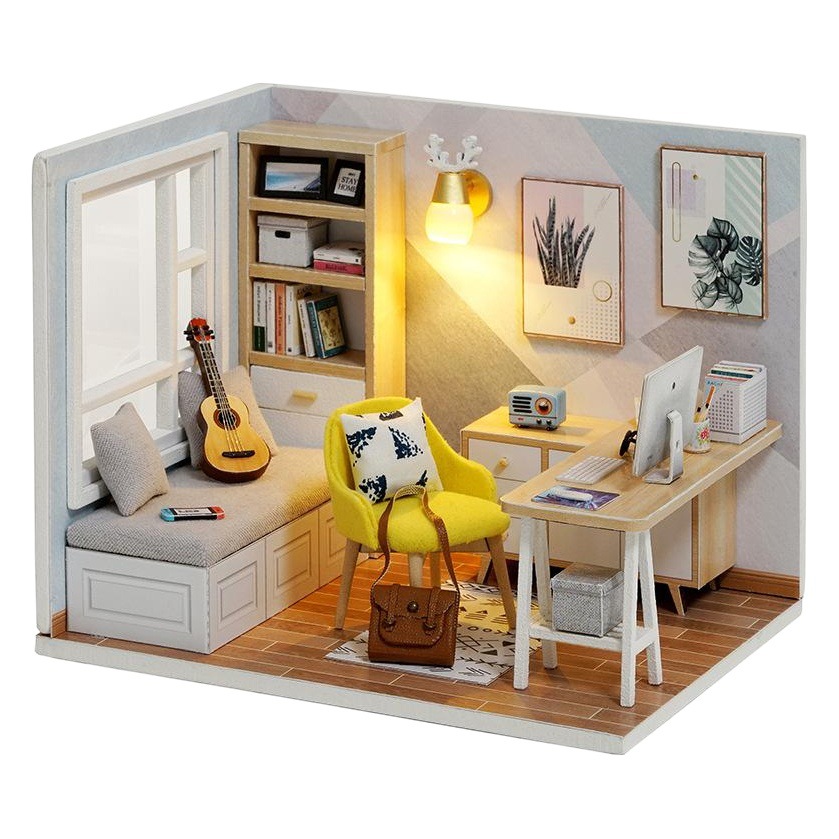 Casa inteligente mini sol estudio hecho a mano DIY casa modelo de construcción juguete los niños regalo cumpleaños