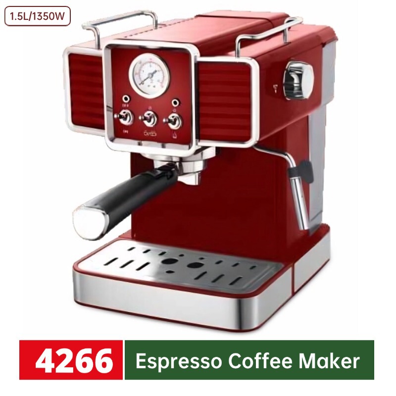 1.5L Semi-Automatic Italian Coffee Machine Pressure Type Full Stainless Steel Body Espresso Machine Cross-Border Home Appliance