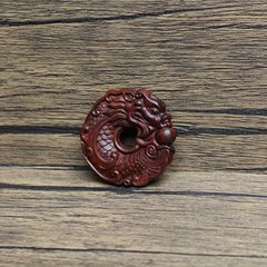 Lightning struck jujube wood fish transformed into a dragon Ping An buckle dark old material pure hand polished Taoist ritual wooden crafts large quantity