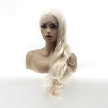 Europa y los Estados Unidos de la moda de cabello grande rizado frente encaje mitad gancho de mano peluca de fibra química LW0033