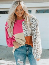 S 73113 Color Block Leopard Knit Top ײɫ���yᘿ���