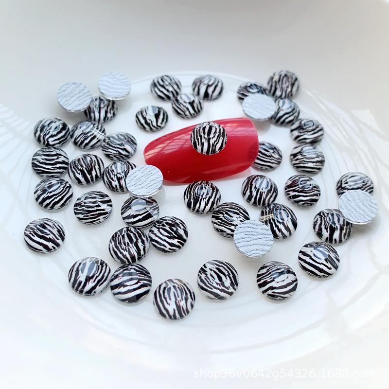 7mm fashion simple round zebra pattern resin nail art decoration DIY handmade accessories factory direct