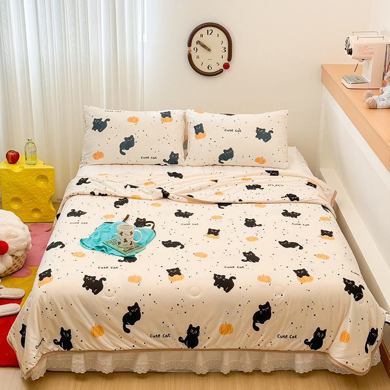 Colcha fresca de verano para niños de clase A, dormitorio de estudiantes, lavadora de aire acondicionado, colcha delgada de verano, núcleo cuatro