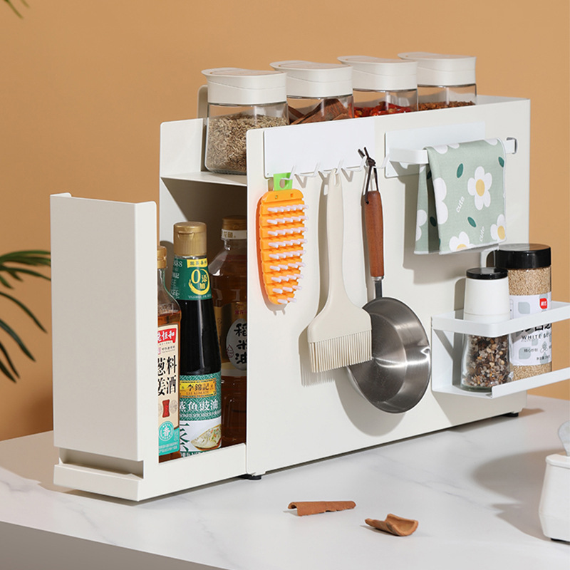 Kitchen Condiment Storage Rack Household Iron Narrow Countertop Drawer Type Condiment Storage and Organization Rack