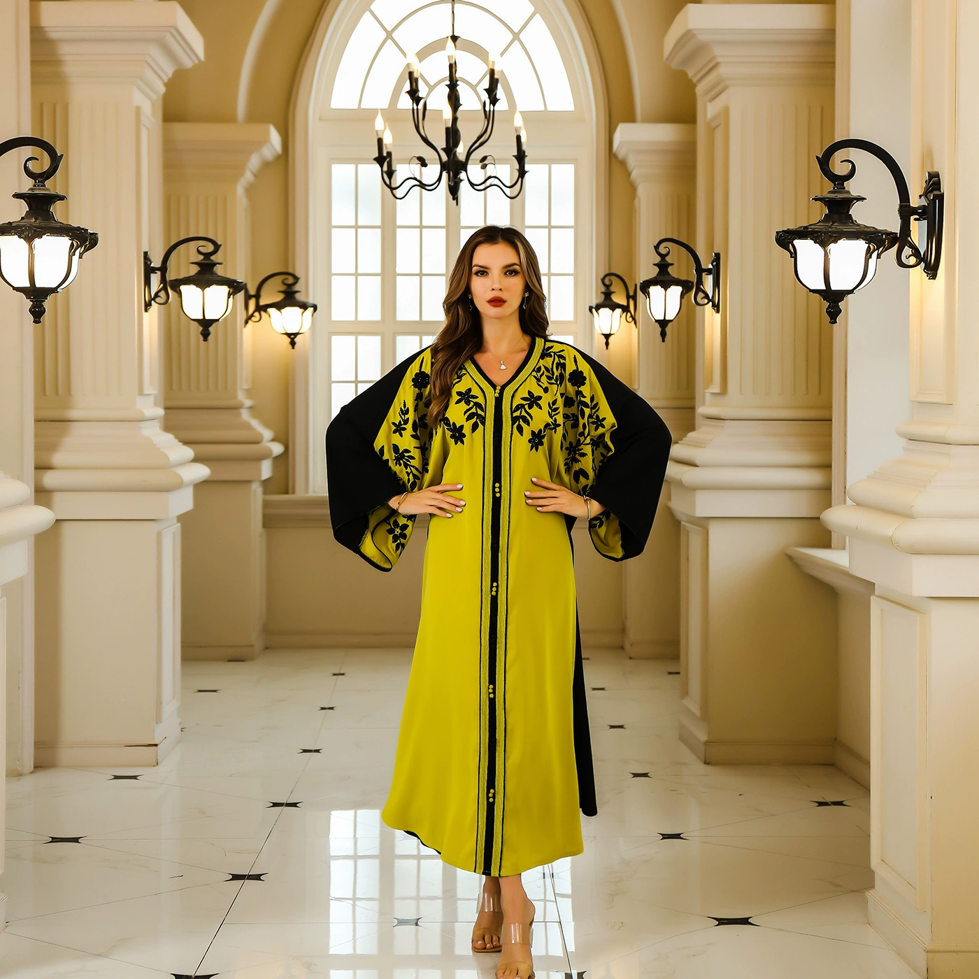 OEM трансграничный Дубай Турция abaya платье внешней торговли ближневосточные мусульманские вышитые платья женские одежды