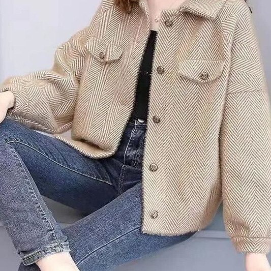 Imitation Mink Velvet Jacket Women's Short Petite Top 2025 New Autumn and Winter Versatile Korean Style British Style Cardigan