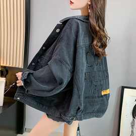 牛仔衣服女外套韩版宽松新款牛仔外套女网红潮流小个子牛仔服