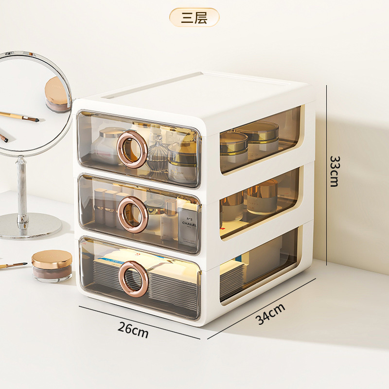 Caja de almacenamiento de cosméticos a prueba de polvo de escritorio transparente tocador de gran capacidad de cuidado de la piel de alto grado de almacenamiento rack de acrílico caja