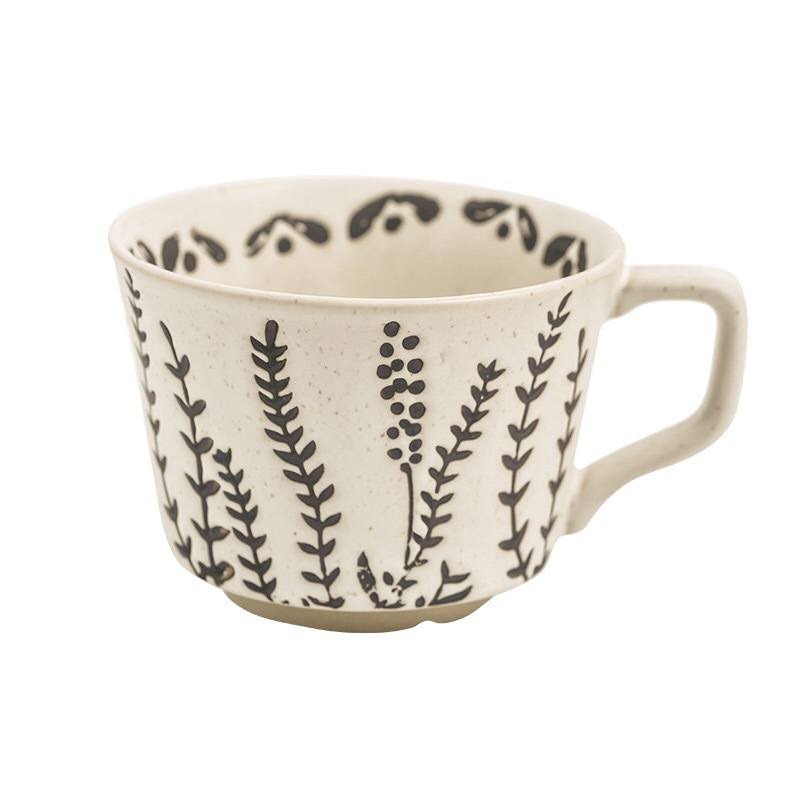 Japanese-style Coffee Cup, Clay Art Hand-painted Mug, High-end Vintage Frosted Rustic Ceramic Bo, Breakfast Oatmeal_voghion.com