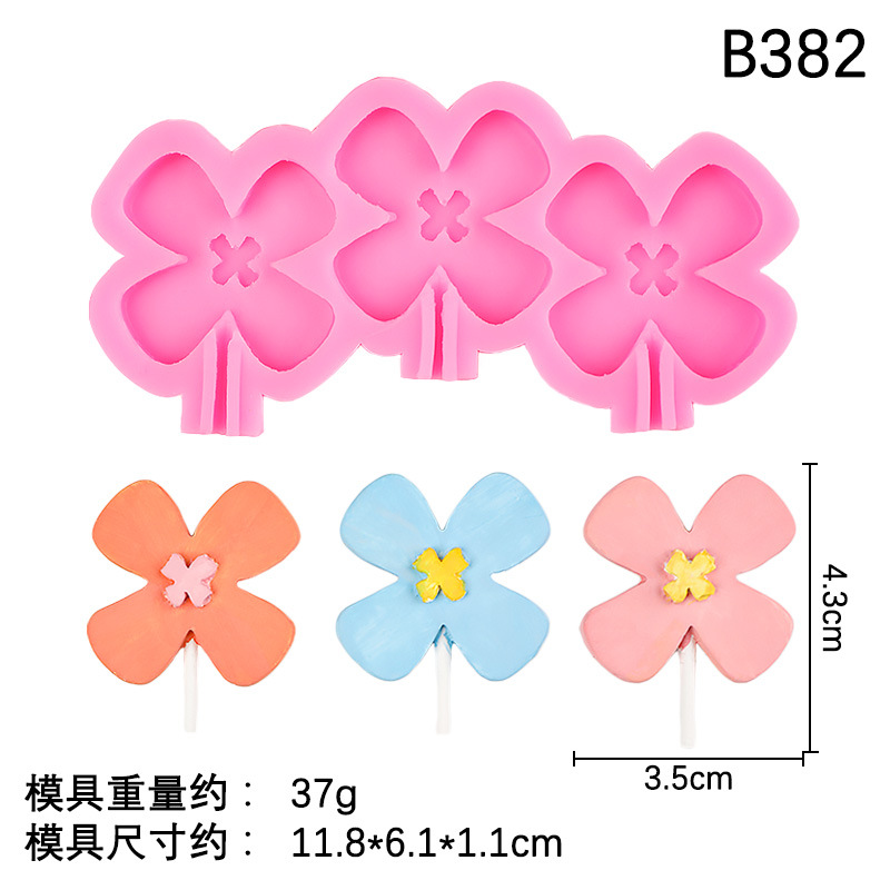 Nueva flor girasol trébol de cuatro hojas molde de silicona molde de hoja de yeso de aromaterapia de marca de decoración de pastel de chocolate