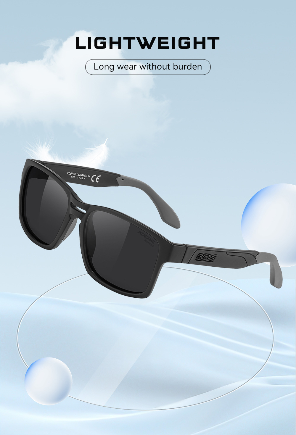 KDEAM Polarisierte Sonnenbrille TR90 Outdoor-Sportbrille UV-Schutz KD0736