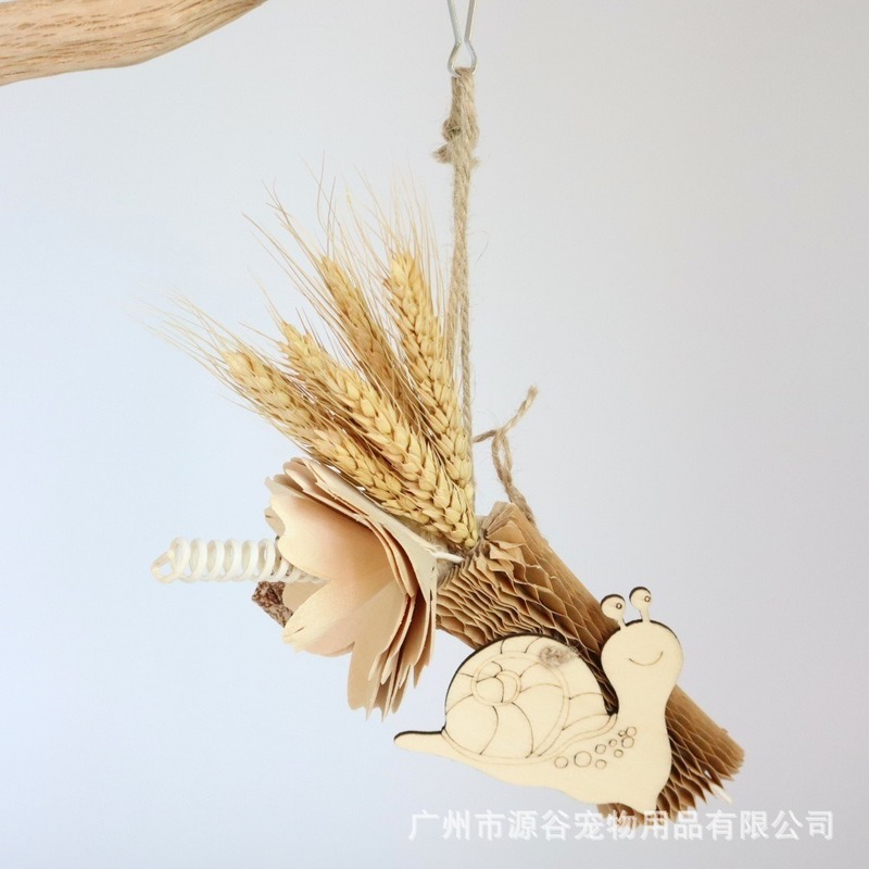 鹦鹉鸟玩具 天然麦穗木片花果实啃咬串 鸟笼解压玩耍配件用品批发|undefined