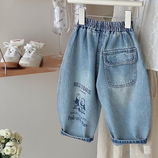 Foreign trade wholesale jeans 2025 spring on the new boys Denim pants fashion children's pants fashion cartoon jeans