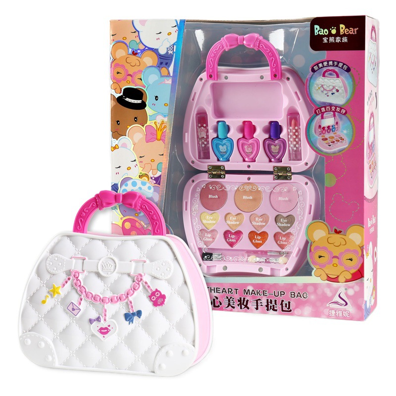 Set de maquillaje infantil de princesa Jieyanni, con esmalte, lápiz labial y maletín portátil, regalo educativo