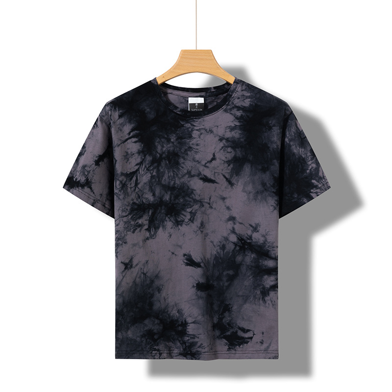 Camiseta de algodón tie-dye para hombre 2025 pareja de verano de manga corta ins suelta de gran tamaño cuello redondo tendencia camiseta superior para hombre