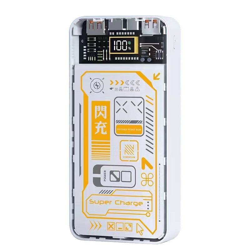 Fuente de alimentación portátil portátil al aire libre de carga rápida punk transparente mecha 20000 gran capacidad de carga de línea con tesoro de carga