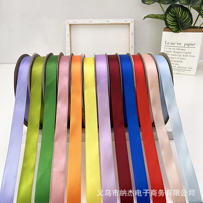 손으로 활 리본 2CM 롤 크리스마스 장식 컬러 리본 선물 상자 가방 꽃 동반 선물 리본 실크 리본