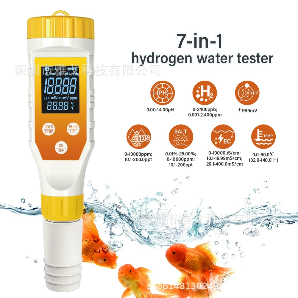 7-в-1 ручка для тестирования качества воды PH/EC/TDS/SALT соленость ORP/H2 обогащенная водородом вода аквариум детектор морской воды