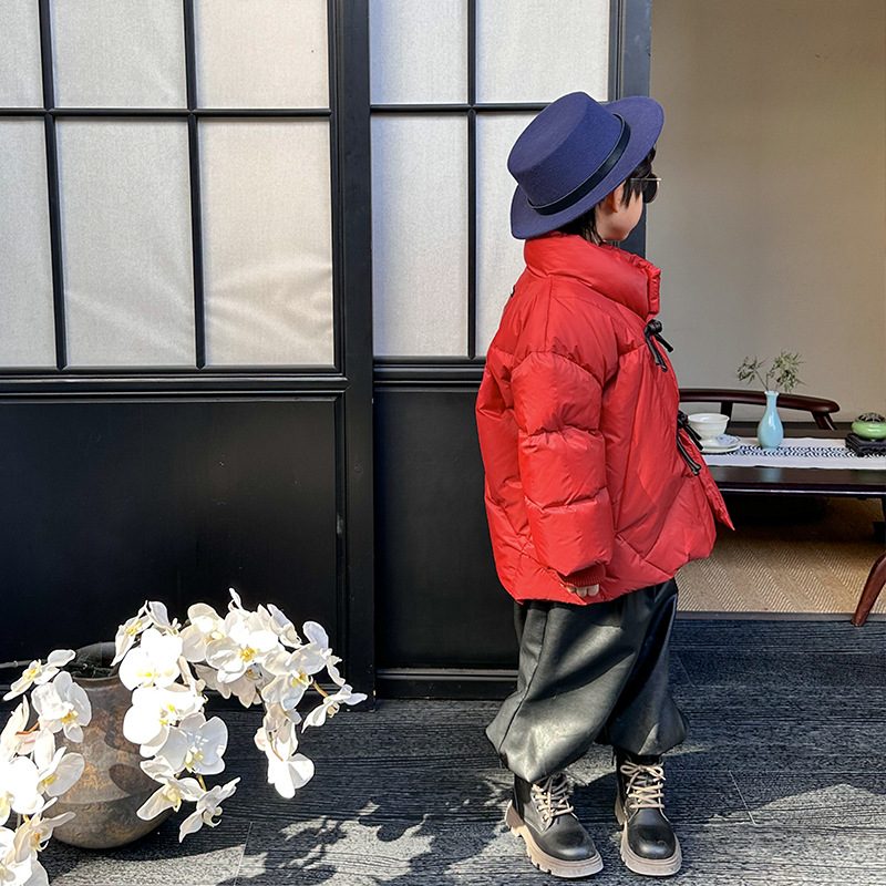 소년의 겨울 두꺼운 바지 2025 겨울 새로운 퀼트 PU 가죽 바지 어린이 한국 스타일 두꺼운 부츠 트렌디