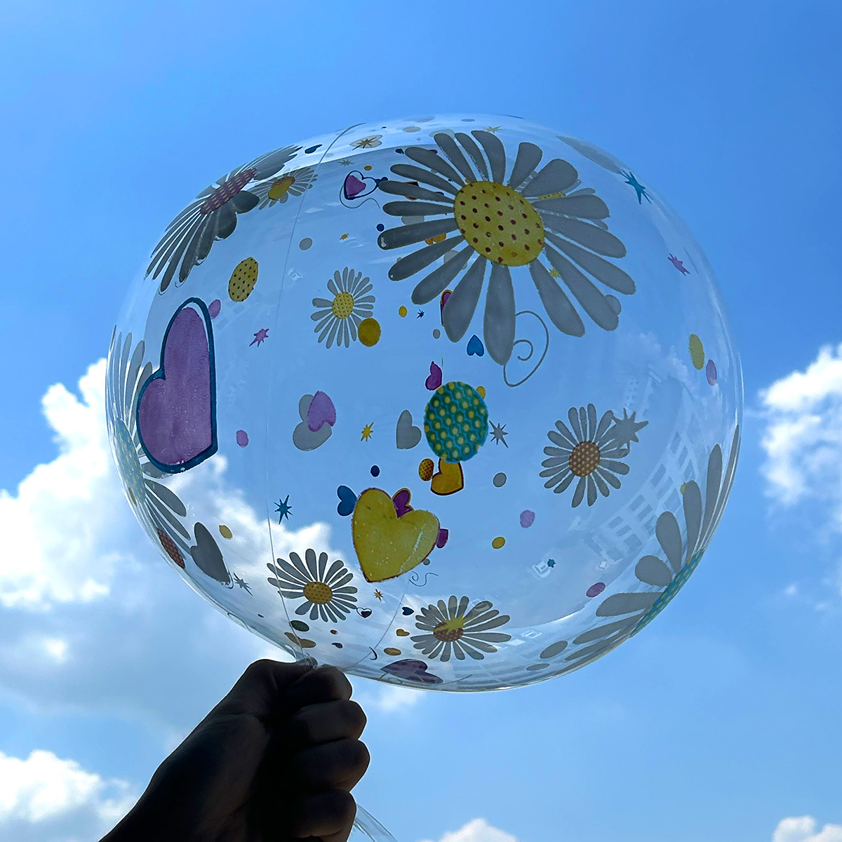 Red de red transparente estampado luminoso de 20 pulgadas bola de onda mercado nocturno puesto callejero globo decoración de cumpleaños accesorios