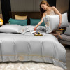 Cross-border foreign trade 60s washing Real silk Four piece suit Solid hotel hotel summer sheet Bed cover Borneol bedding