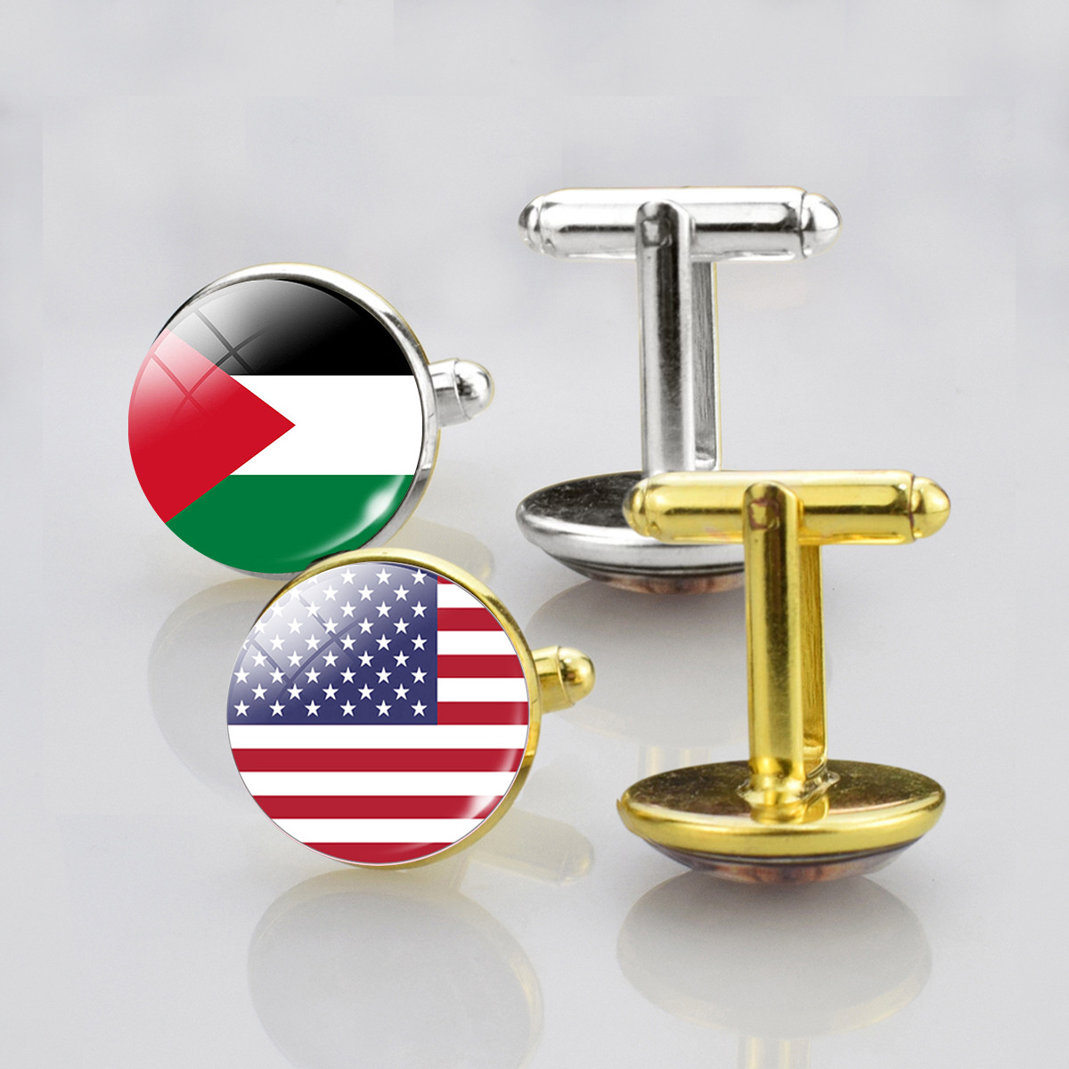 全球国旗袖扣礼盒男 绅士法式西装衬衫衬衣袖口钉小众商务时尚