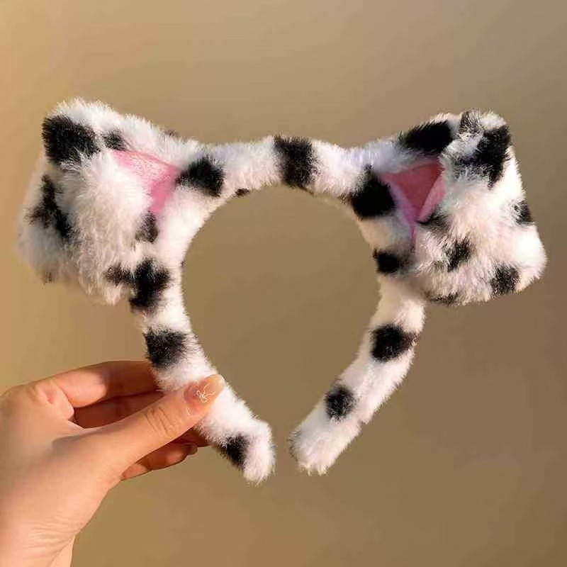 斑点狗耳朵发箍仿真狗毛绒头箍可爱洗脸头箍搞怪发饰头饰工厂批发