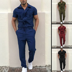 Cross-Border 2025 New Men's Pants Casual Loose One-Piece Suit Amazon Belt Uniform Workwear One-Piece