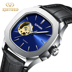 KINYUED Tourbillon Mechanical Watch with Openwork, Fashion Automatic Mechanical Watch for Men, Suitable for International Trade