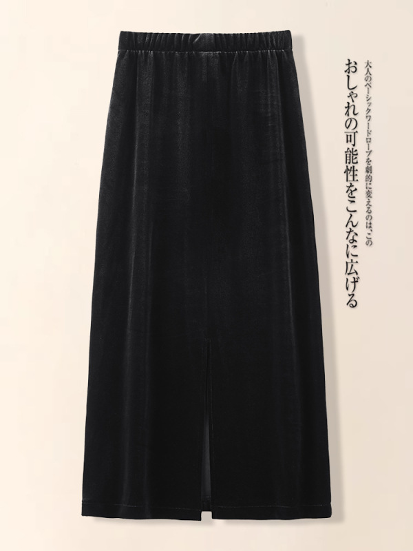 丝绒半身裙女2025新款秋冬款高腰显瘦中长款直筒宽松百搭休闲裙|undefined