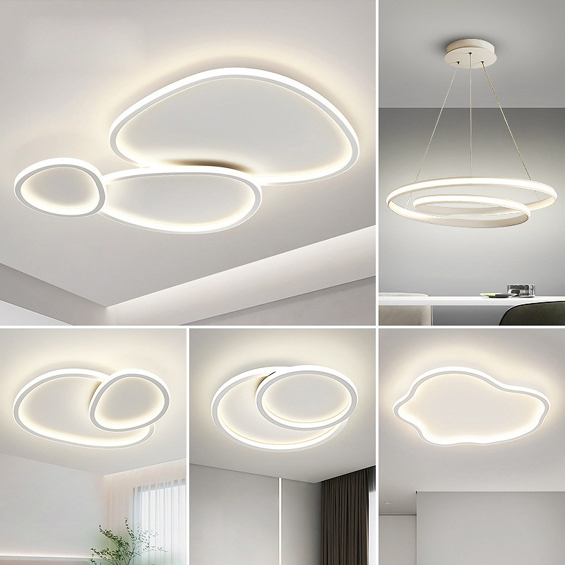 Luz principal de la sala de estar, lámpara de techo de nubes, lámparas Zhongshan, dormitorio de atmósfera moderna y minimalista, paquet de candelabro de viento crema minimalista