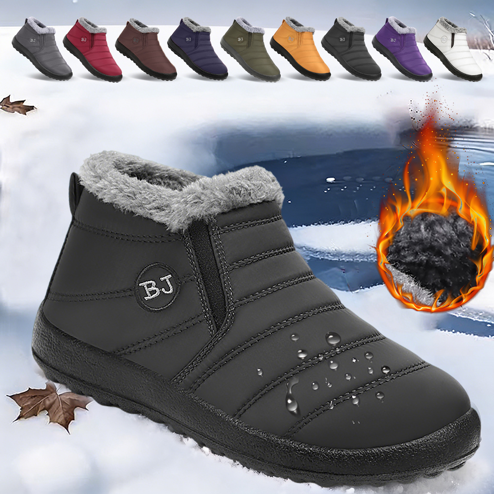 Zapatos de algodón de mujer transfronterizos botas de nieve botas de poliuretano de tamaño grande botas de mujer con botas de algodón caliente y gruesas