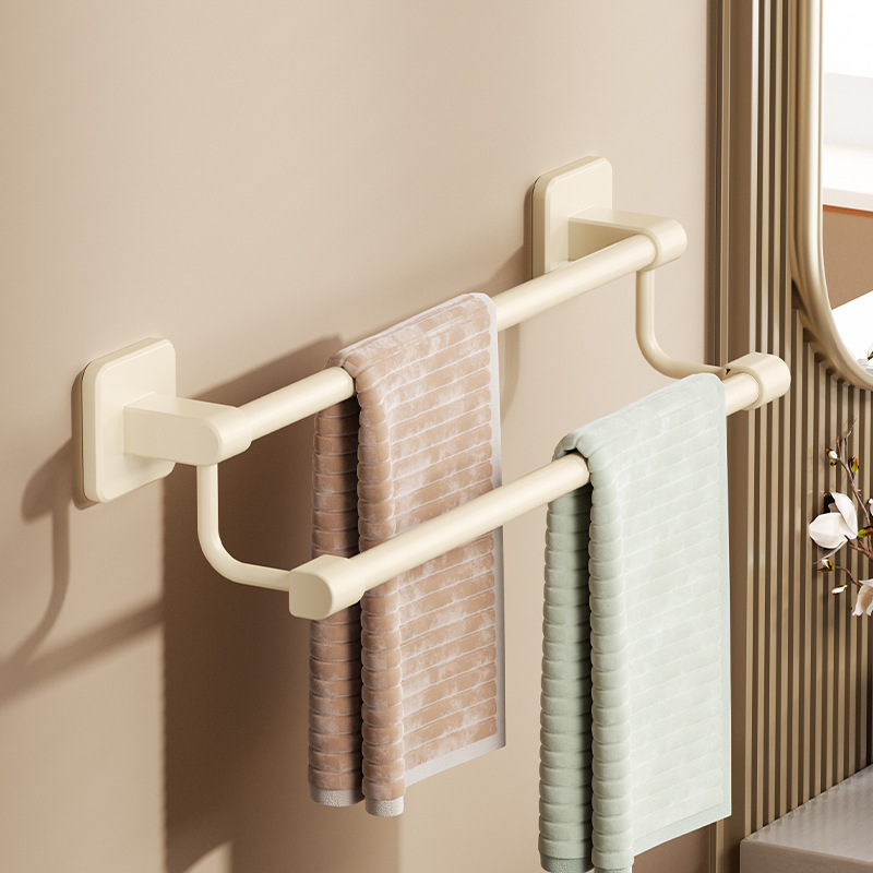 Towel Rack Bathroom Punch-Free Wall-Mounted Towel Bar Storage Rack Bathroom Rack Space Aluminum Single Pole Multi-Layer