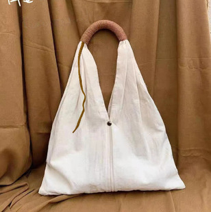 Japanese Harajuku Style Literary Shoulder Bag, Versatile Commuter Tote Bag, Vintage Cotton and Linen Handbag, Large Capacity, Customizable