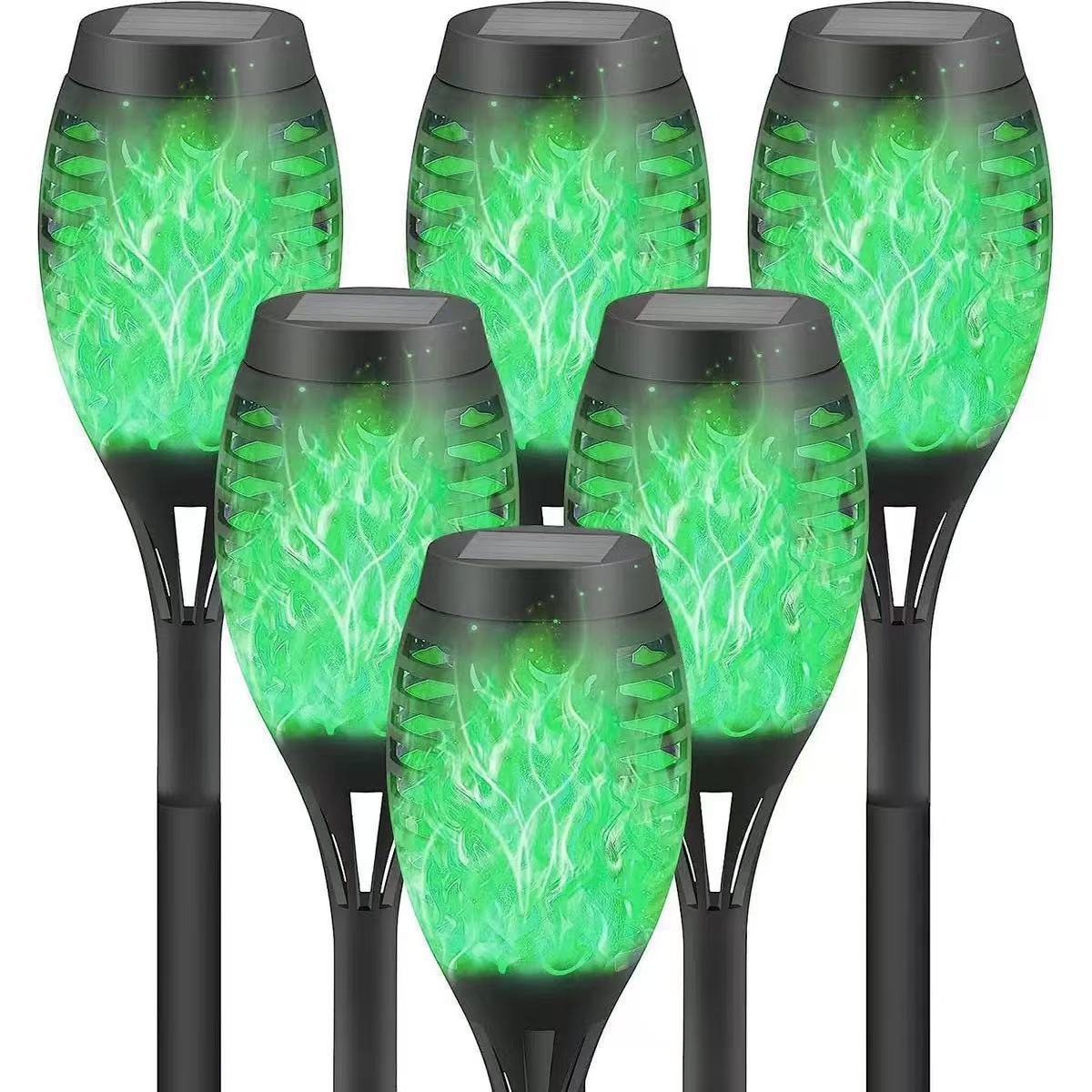 Lámpara solar transfronteriza 12 LED lámpara de llama solar lámpara de calle solar al aire libre patio impermeable redonda lámpara de decoración lámpara de iluminación