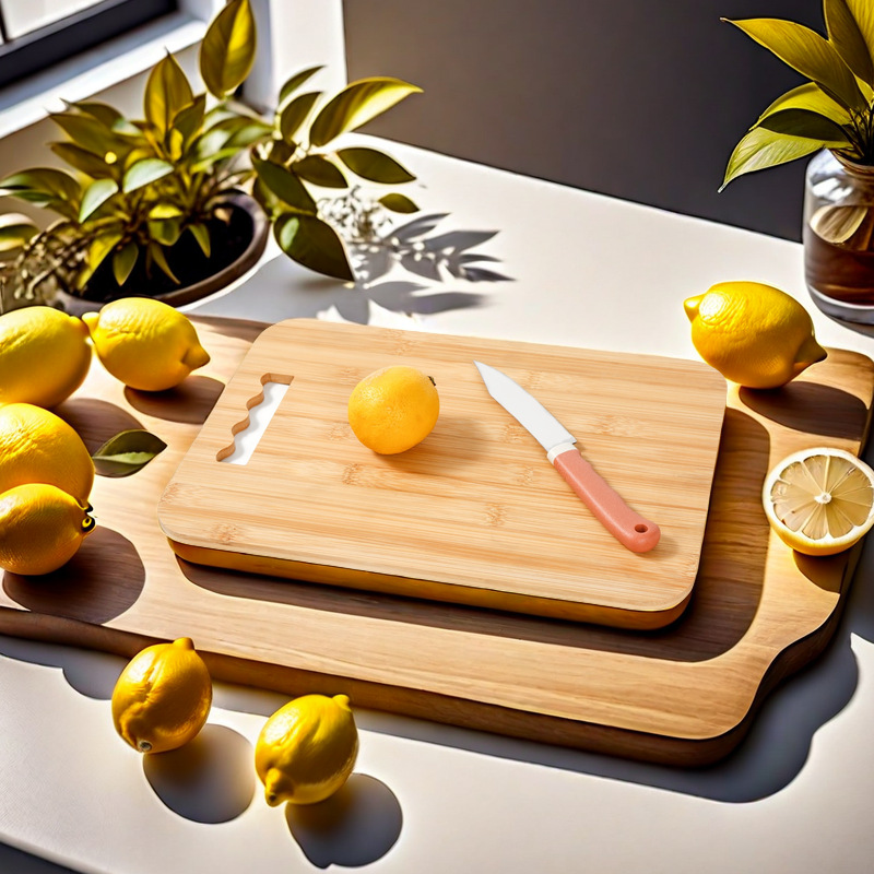 Tabla de cortar multifuncional para el hogar Tabla de cortar sólida de madera de doble uso Fruta de doble cara Clasificación de alimentos cocidos Tabla de cortar al por mayor