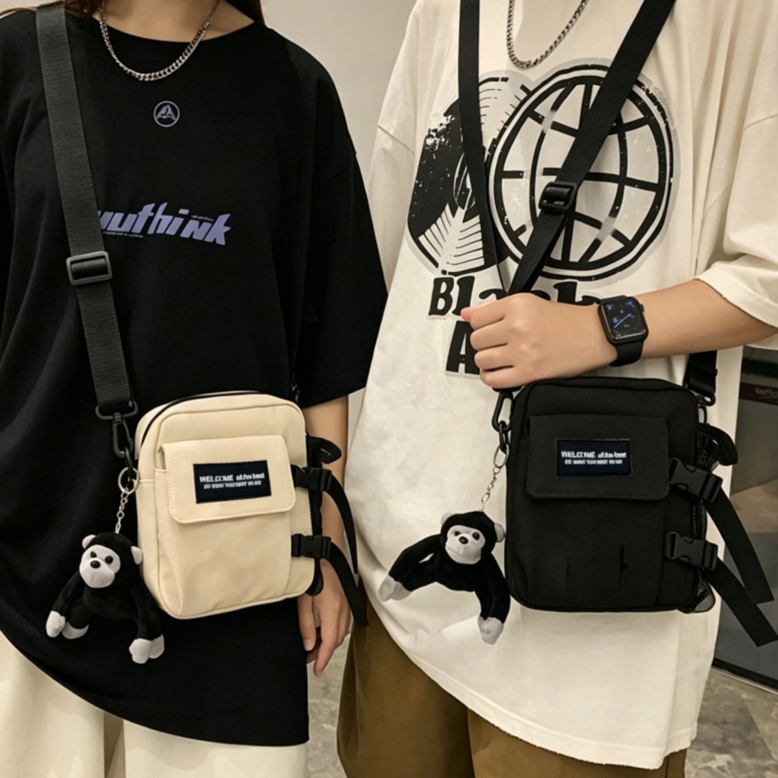 Bolsos cruzados pequeños para hombre y mujer, bolsos modernos estilo ins, nueva versión coreana, bolsos cruzados de hombro informales estilo Harajuku para mujer, moda urbana.
