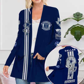 跨境欧美2024新款女装亚马逊热卖圣诞节3D印花时尚长袖开衫 女装
