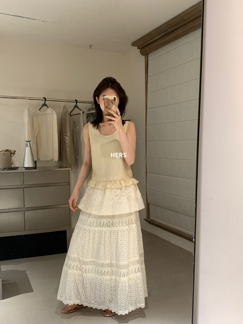 Áo hai dây nữ phong cách Bohemian thêu hoa, viền ren xếp tầng — Champagne màu, màu đen chi tiết 29