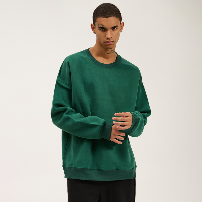 Winter New Pullover Sweater 420g Composite Imitation Cotton Crew Neck Sweater, Couple Casual Versatile Sweater_voghion.com