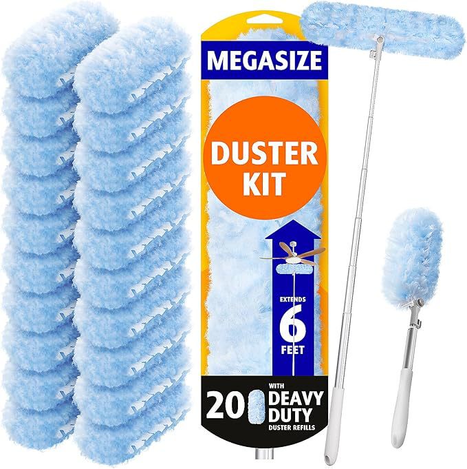 Double-Sided Dust Duster Replacement Disposable Kit for Cleaning and Dust Removal of Furniture, Blinds, Ceiling Fans with Aluminum Alloy Long Handle Double-Sided Dust Duster Replacement Disposable Kit for Cleaning and Dust Removal of Furniture, Blinds, Ceiling Fans with Aluminum Alloy Long Handle