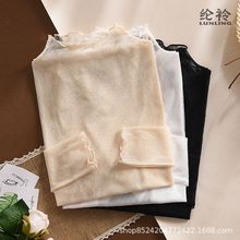 蕾丝打底衫女春秋新款气质内搭洋气时尚小衫高端纱衣网纱长袖上衣