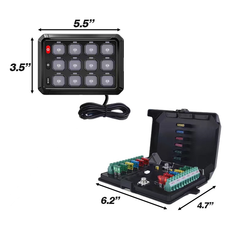 12-key touch switch panel suitable for RV Jeep yacht modification RGB adjustable color twelve-key modification