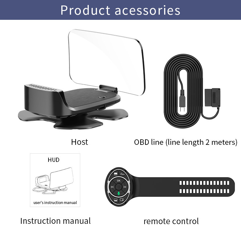 Multifunctional Smart Hud Head-Up Display Carplay Car Navigation Screen Projection Music Player Cigarette Lighter Universal