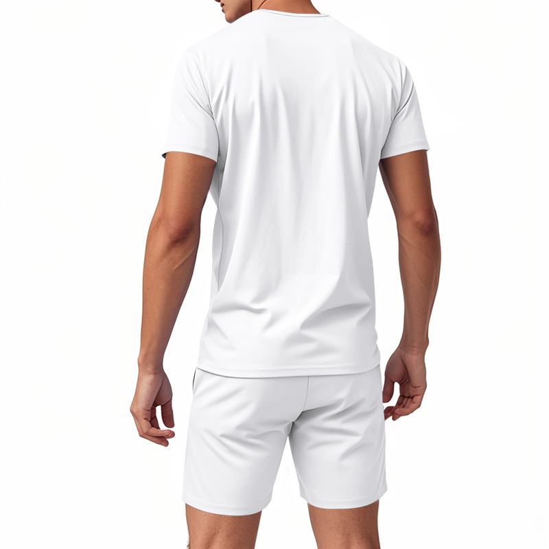 Men's Summer V Neck Jersey Shirt And Shorts Set Quick Drying_voghion.com