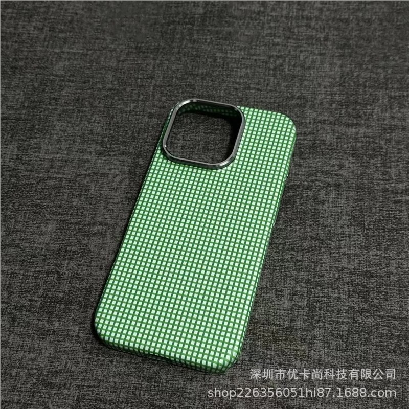 适用iPhone17格纹磁吸手机壳水贴PC苹果16promax金属镜头框保护套|undefined
