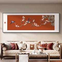 大墙画客厅喷绘卧室装饰画新中式高级感沙发背景墙挂画肌理壁画画