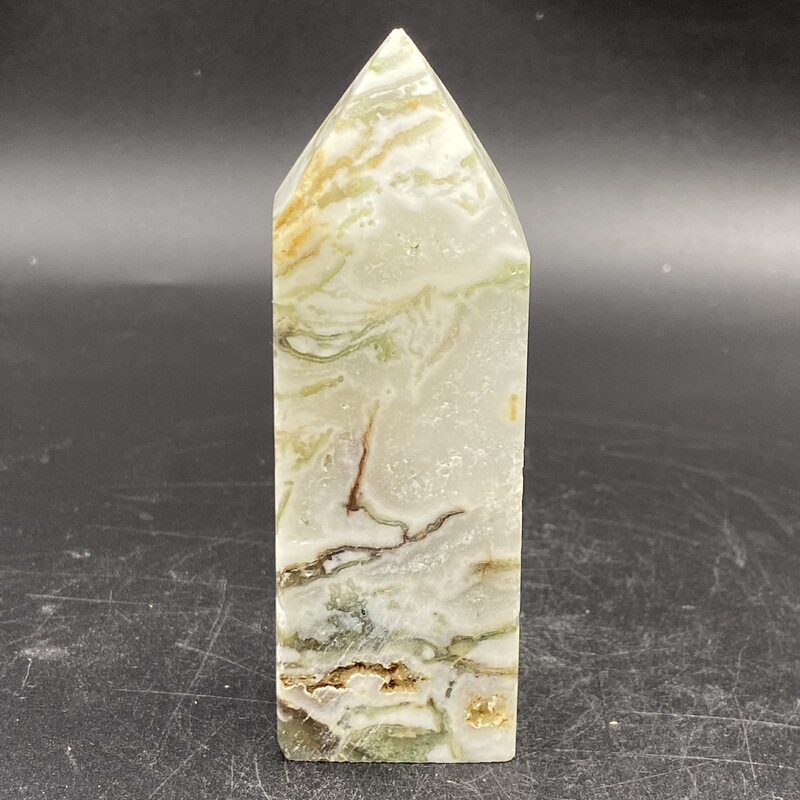天然水草玛瑙柱子小摆件手工雕刻件桌面摆件手工雕刻件装饰 买一送一 图 3